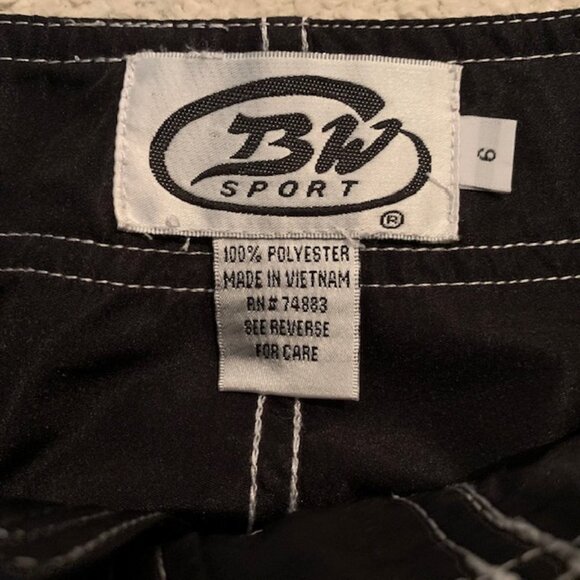 BW Sport Board Shorts Black w white trim Size 6 - Picture 4 of 5